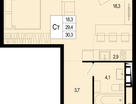 1-к. квартира, 30&nbsp;м²