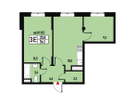 2-к. квартира, 54 м²
