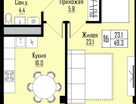 1-к. квартира, 49&nbsp;м²