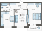 2-к. квартира, 51,8&nbsp;м²