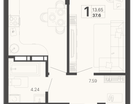 1-к. квартира, 37 м²
