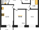 2-к. квартира, 49,5&nbsp;м²