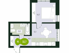 1-к. квартира, 32&nbsp;м²
