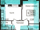 1-к. квартира, 49,6 м²