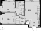 3-к. квартира, 66 м²