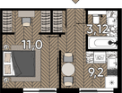 Студия, 27 м²