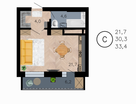 Студия, 33,4&nbsp;м²
