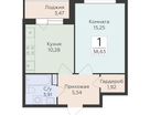 1-к. квартира, 38 м²
