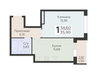 1-к. квартира, 35&nbsp;м²