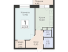 1-к. квартира, 42&nbsp;м²