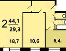 2-к. квартира, 44,1&nbsp;м²