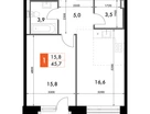 2-к. квартира, 45&nbsp;м²