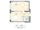1-к. квартира, 45&nbsp;м²