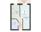 1-к. квартира, 27&nbsp;м²