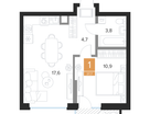 1-к. квартира, 37,7&nbsp;м²