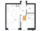 1-к. квартира, 37,7&nbsp;м²