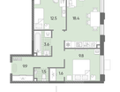 2-к. квартира, 57&nbsp;м²