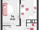 1-к. квартира, 39&nbsp;м²