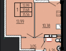 1-к. квартира, 35,6&nbsp;м²