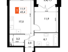 1-к. квартира, 43&nbsp;м²