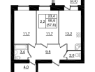 2-к. квартира, 57,8&nbsp;м²