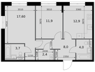 2-к. квартира, 60&nbsp;м²