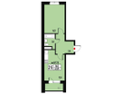 1-к. квартира, 43 м²
