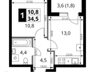 1-к. квартира, 34 м²
