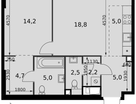 2-к. квартира, 57&nbsp;м²