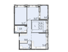 Студия, 74 м²