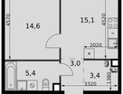 1-к. квартира, 41 м²