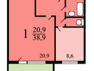1-к. квартира, 39,3&nbsp;м²