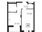 1-к. квартира, 42,6&nbsp;м²