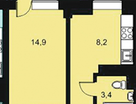 1-к. квартира, 37,4&nbsp;м²