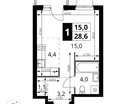 Студия, 28 м²