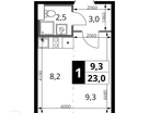 Студия, 23 м²