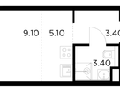 1-комнатная квартира, 21&nbsp;м²