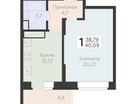 1-к. квартира, 40 м²