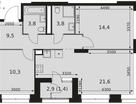3-к. квартира, 64&nbsp;м²