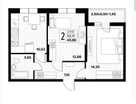 2-к. квартира, 49,9&nbsp;м²