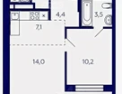 2-к. квартира, 43,7&nbsp;м²