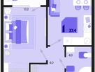 1-к. квартира, 37&nbsp;м²