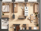 3-к. квартира, 57&nbsp;м²