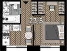 Студия, 23 м²