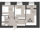 2-к. квартира, 44,4 м²