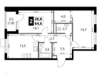 2-к. квартира, 64 м²