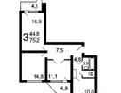 3-к. квартира, 76&nbsp;м²