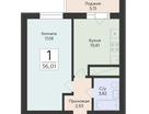 1-к. квартира, 36&nbsp;м²