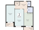 2-к. квартира, 60&nbsp;м²