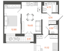 2-к. квартира, 52&nbsp;м²
